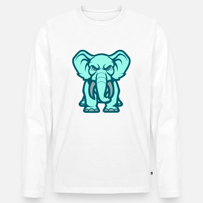 elefant comic - Männer Premium Bio Langarmshirt - Weiß