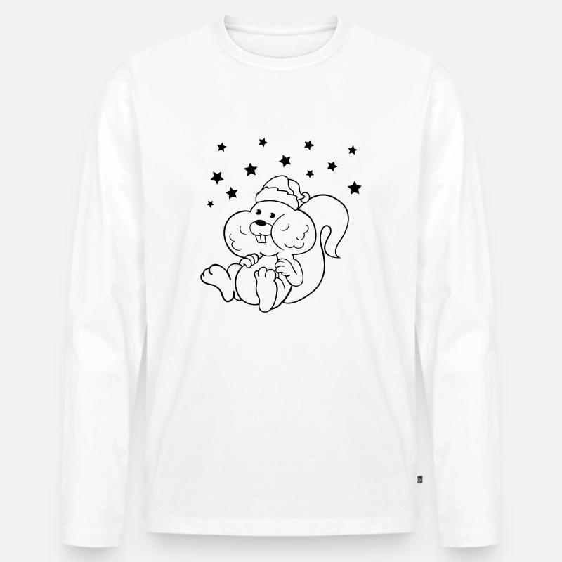 Weihnachts Einhörnchen - Männer Premium Bio Langarmshirt - Weiß