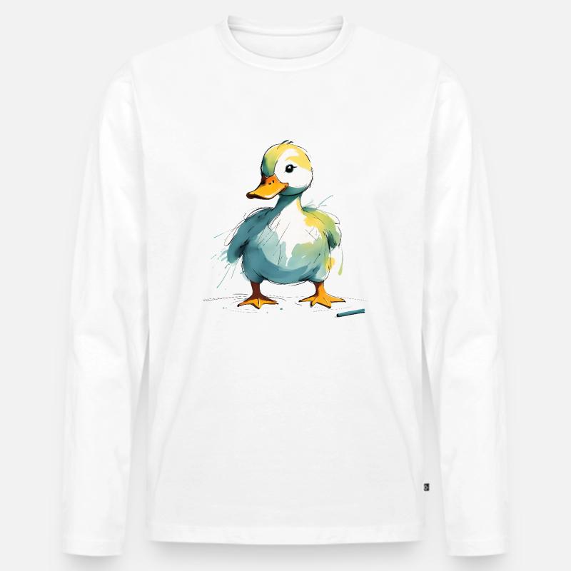 Ente - Männer Premium Bio Langarmshirt - Weiß