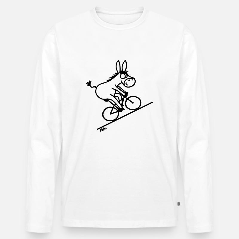 Drahtesel (klein) - Männer Premium Bio Langarmshirt - Weiß