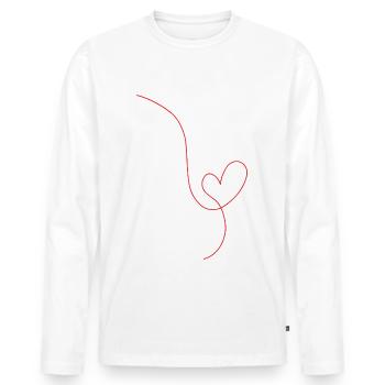 Red heart line drawing - Men's Premium Organic Long Sleeve Shirt - white - Front - Nico (187cm)