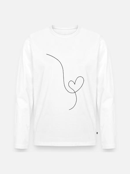 Heart black line drawing - Men's Premium Organic Long Sleeve Shirt - white