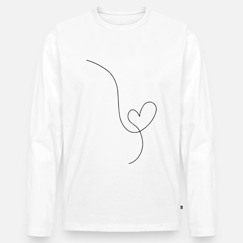 Herzschwarze Strichzeichnung - Männer Premium Bio Langarmshirt - Weiß