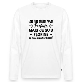 Je Ne Suis Pas Parfaite Florine - T-shirt manches longues Premium bio Homme - blanc - Devant - Nico (187cm)