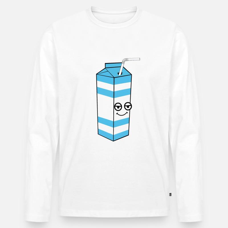 Milch mit Gesicht - Männer Premium Bio Langarmshirt - Weiß