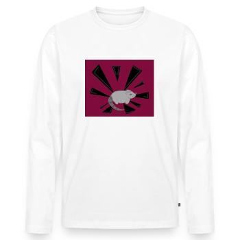 Ratte - Männer Premium Bio Langarmshirt - Weiß - Vorne - Nico (187cm)