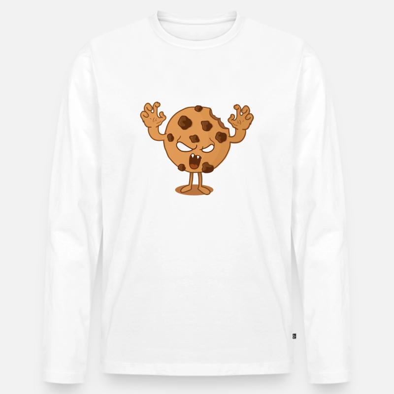 Keks-Monster - Männer Premium Bio Langarmshirt - Weiß