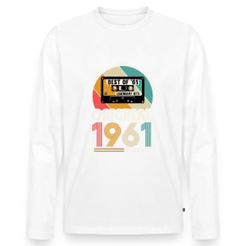 Vintage 1961 born Vintage Best of '61 - Men's Premium Organic Long Sleeve Shirt - white - Front - Nico (187cm)