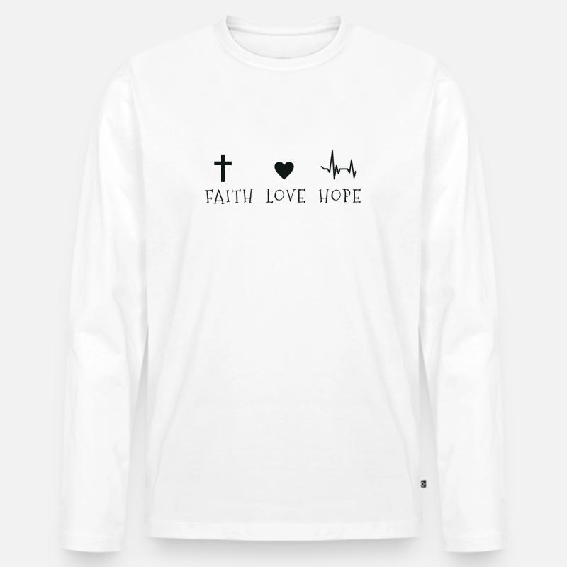 Christlich - Glaube - Liebe - Hoffnung - Männer Premium Bio Langarmshirt - Weiß