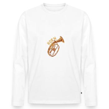 Ja das muss so laut Blasmusik Tenor - Männer Premium Bio Langarmshirt - Weiß - Vorne - Nico (187cm)