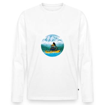 Kayak en kayak d’eau vive ou kayak de lac - T-shirt manches longues Premium bio Homme - blanc - Devant - Nico (187cm)