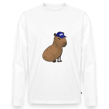 Capybara - Männer Premium Bio Langarmshirt - Weiß - Vorne - Nico (187cm)