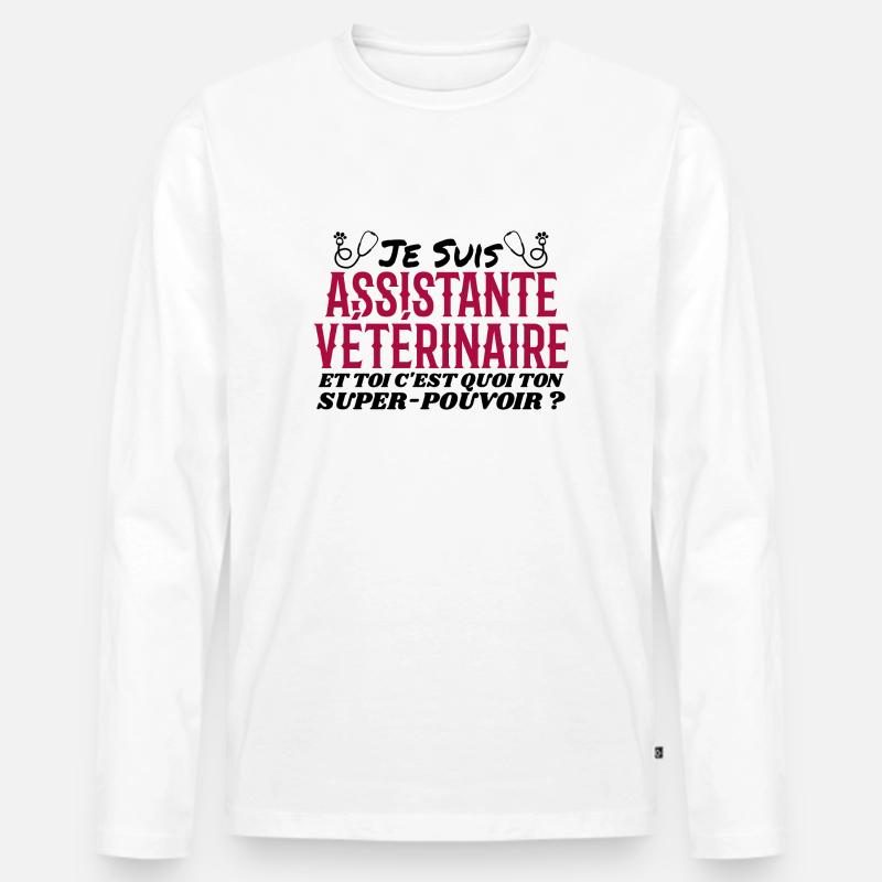 Assistent | Tierarzt | Geschenk | Superkraft - Männer Premium Bio Langarmshirt - Weiß