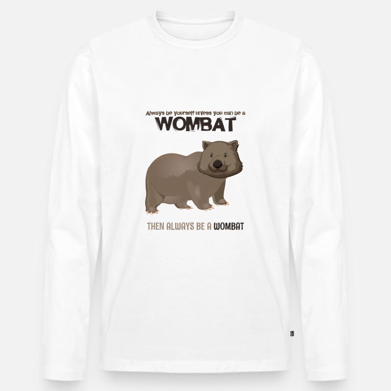 Wombat - Männer Premium Bio Langarmshirt - Weiß