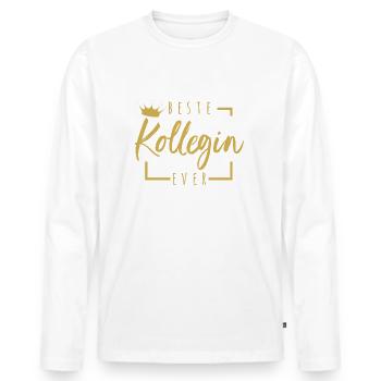Beste Kollegin Ever - Männer Premium Bio Langarmshirt - Weiß - Vorne - Nico (187cm)