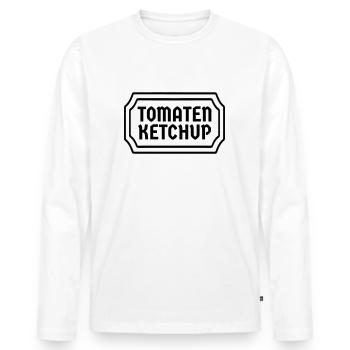 Tomate Ketchup Kostüm Etikett Tomaten Karneval - Männer Premium Bio Langarmshirt - Weiß - Vorne - Nico (187cm)