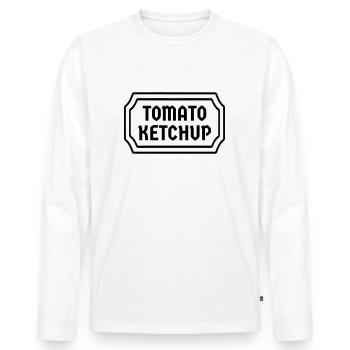 Tomate Ketchup Tomaten Kostüm Etikett Karneval - Männer Premium Bio Langarmshirt - Weiß - Vorne - Nico (187cm)