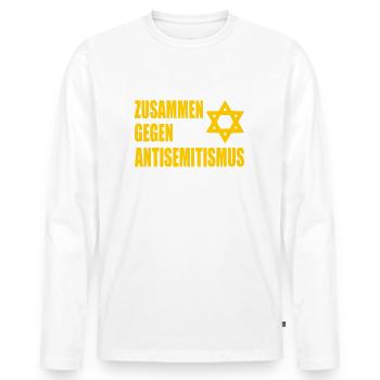 zusammen gegen antisemitismus - Männer Premium Bio Langarmshirt - Weiß - Vorne - Nico (187cm)