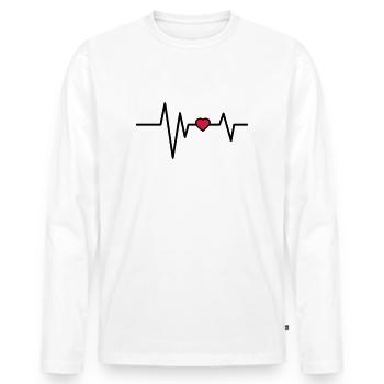 Pulsation cardiaque - T-shirt manches longues Premium bio Homme - blanc - Devant - Nico (187cm)