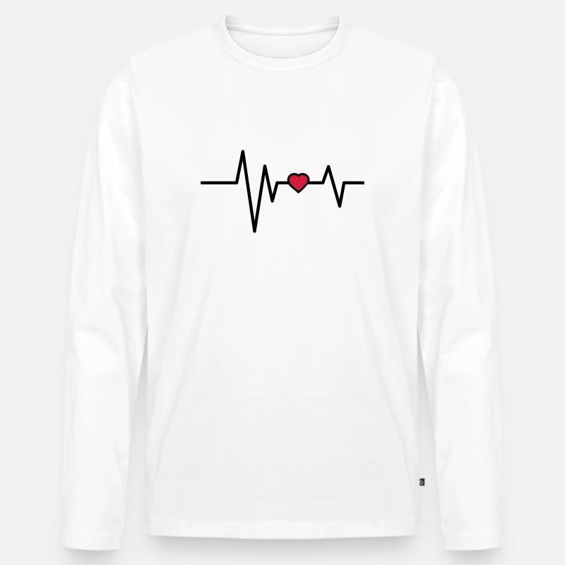 Herzschlag Puls Herz - Männer Premium Bio Langarmshirt - Weiß