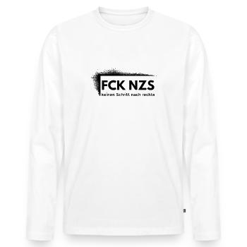 FCK NZS - Männer Premium Bio Langarmshirt - Weiß - Vorne - Nico (187cm)
