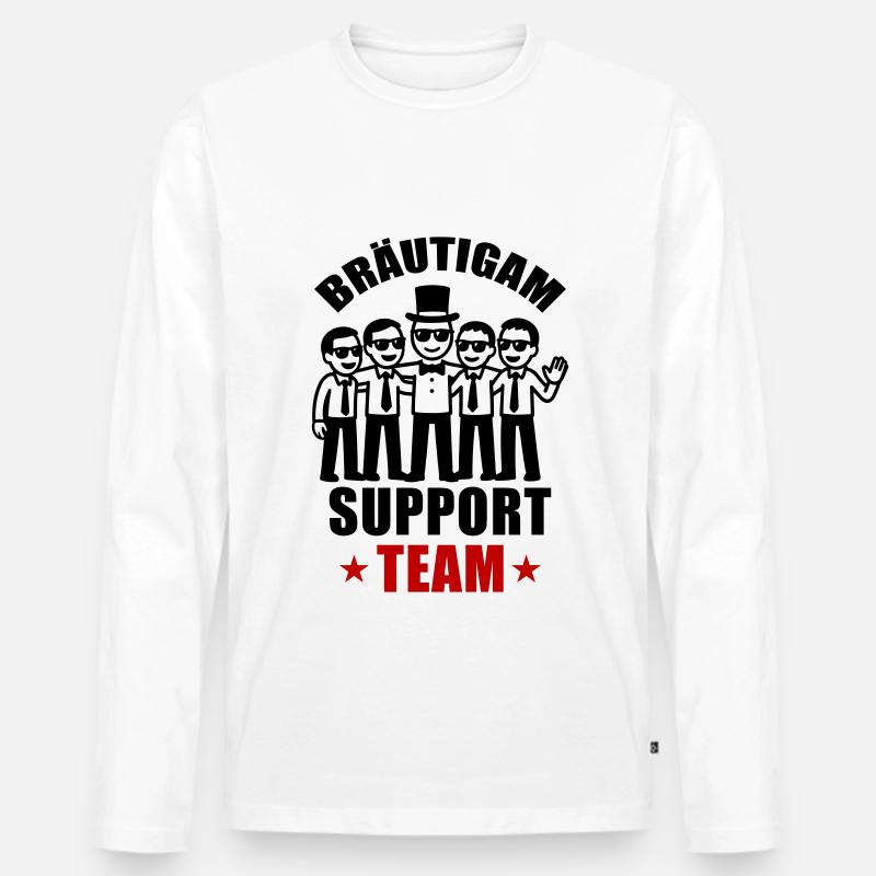 Bräutigam Support Team Hochzeit - Männer Premium Bio Langarmshirt - Weiß