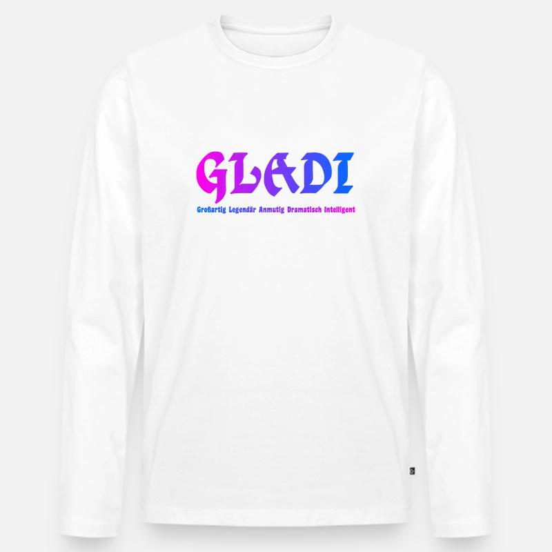 GLADI Großartig - Männer Premium Bio Langarmshirt - Weiß