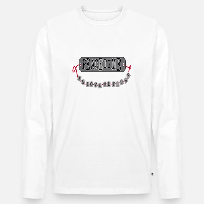 LIEBE FRIEDEN - Männer Premium Bio Langarmshirt - Weiß