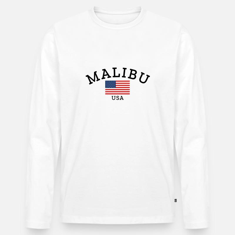 Malibu - Männer Premium Bio Langarmshirt - Weiß