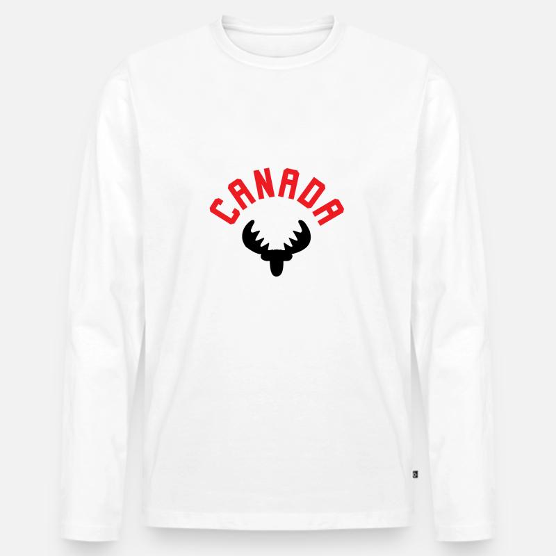 Canada Kanada Elch - Männer Premium Bio Langarmshirt - Weiß