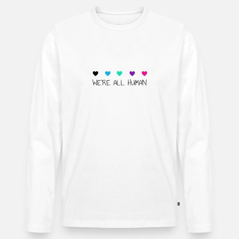 We are all human - Männer Premium Bio Langarmshirt - Weiß