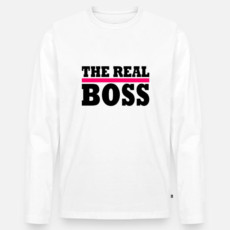 The real boss - Männer Premium Bio Langarmshirt - Weiß