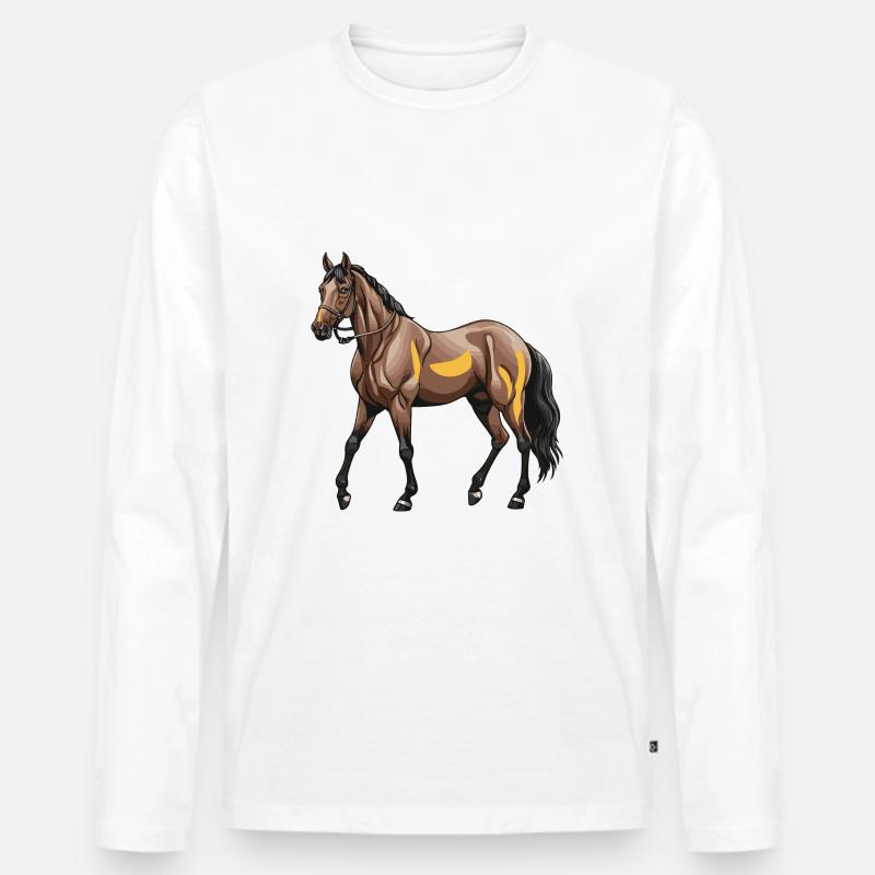 Pferd Tier - Männer Premium Bio Langarmshirt - Weiß