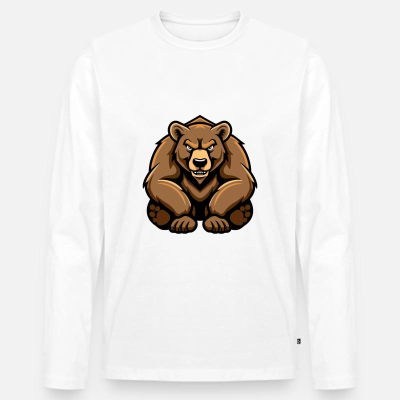 Bär Comic - Männer Premium Bio Langarmshirt - Weiß