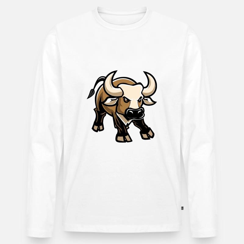 Stier Comic - Männer Premium Bio Langarmshirt - Weiß
