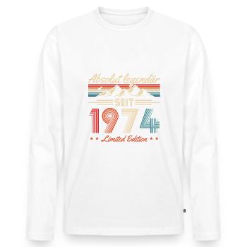 Berge Vintage 1974 Jahrgang Geburtstag - Männer Premium Bio Langarmshirt - Weiß - Vorne - Nico (187cm)