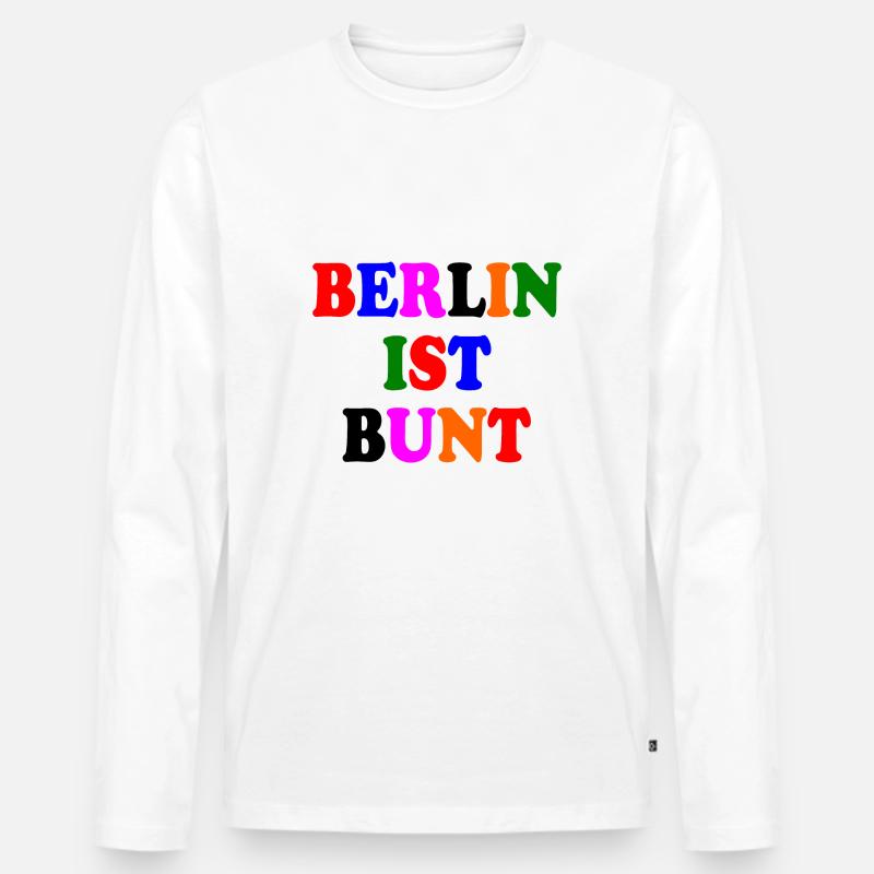 Berlin ist bunt - Männer Premium Bio Langarmshirt - Weiß