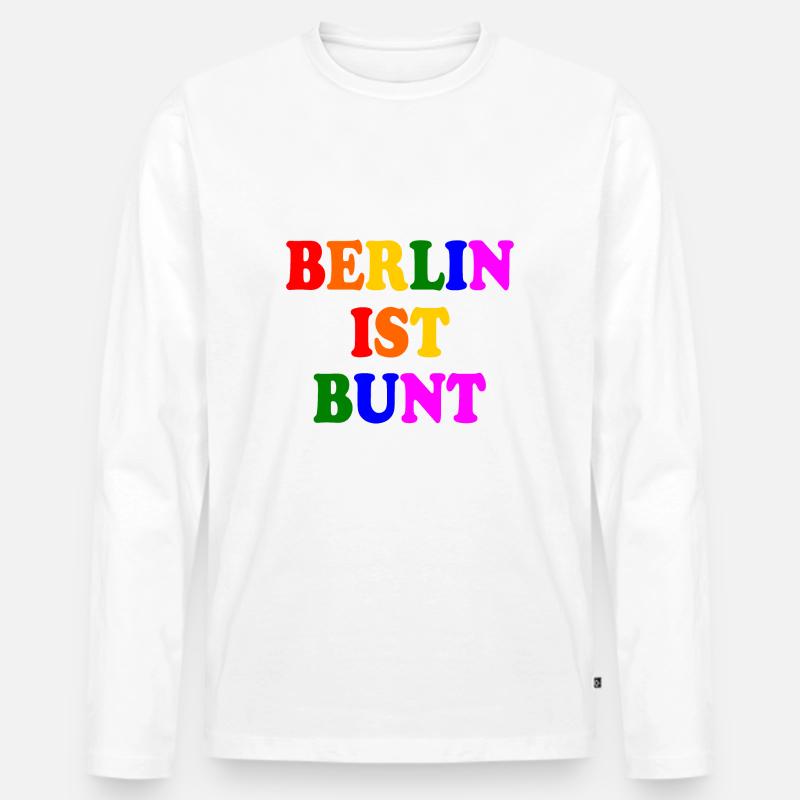 Berlin ist bunt - Männer Premium Bio Langarmshirt - Weiß