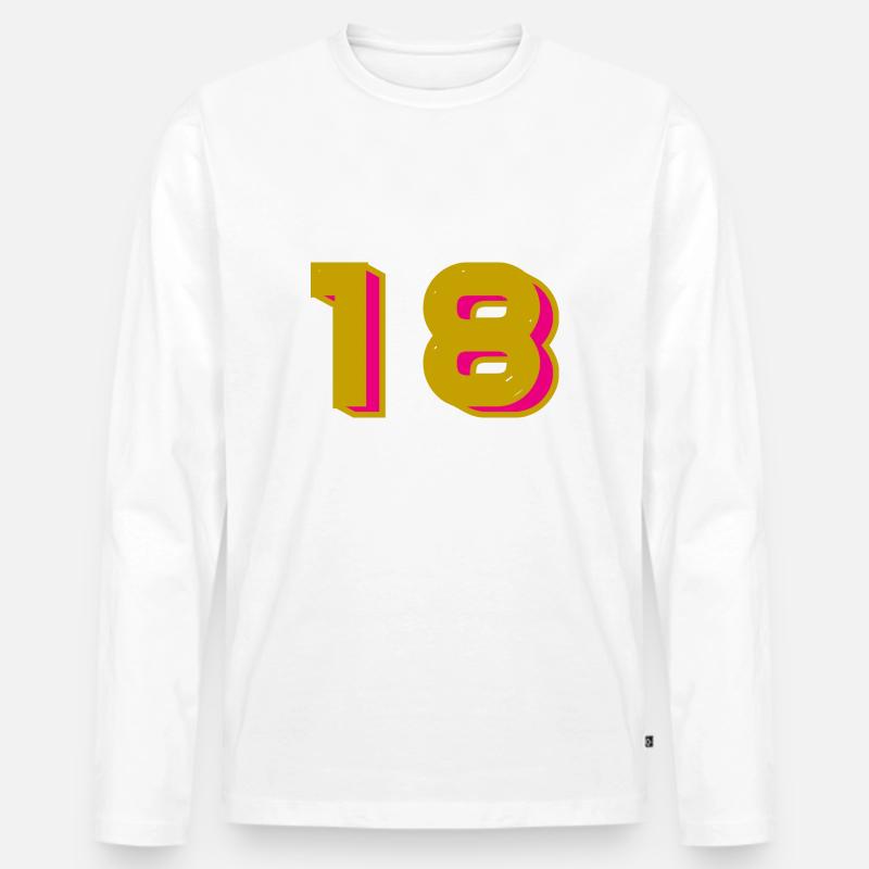 18 - Männer Premium Bio Langarmshirt - Weiß