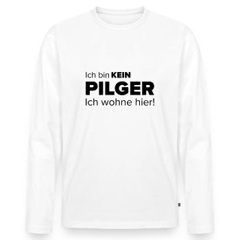 Ich bin kein Pilger - Männer Premium Bio Langarmshirt - Weiß - Vorne - Nico (187cm)