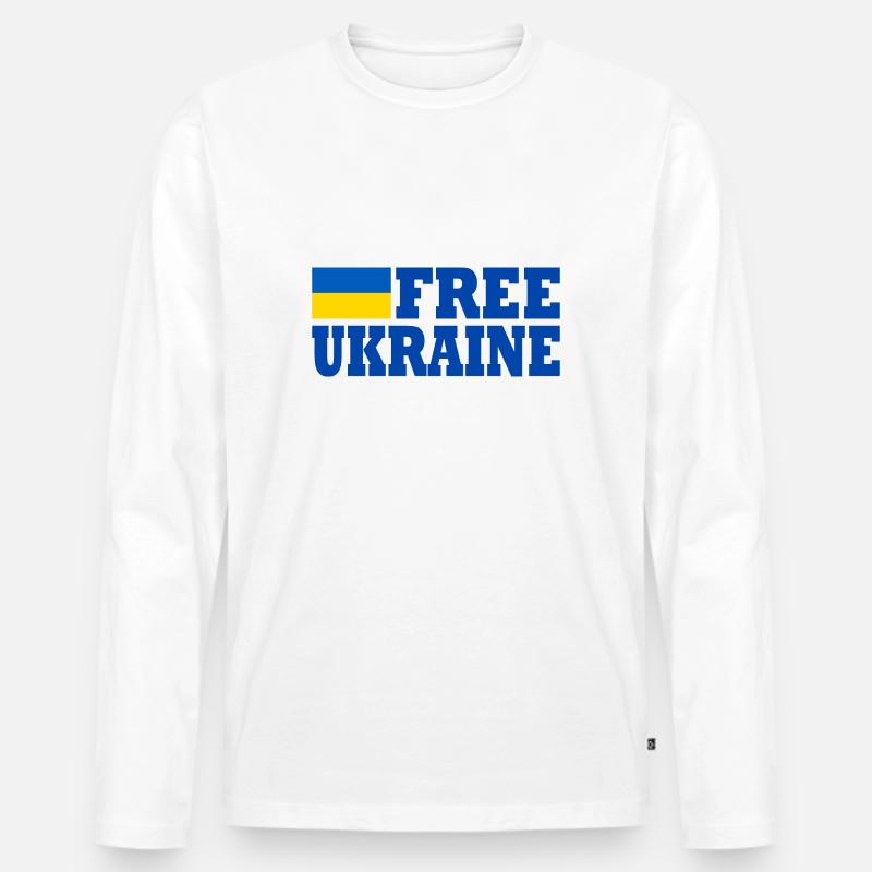 Free ukraine - Männer Premium Bio Langarmshirt - Weiß