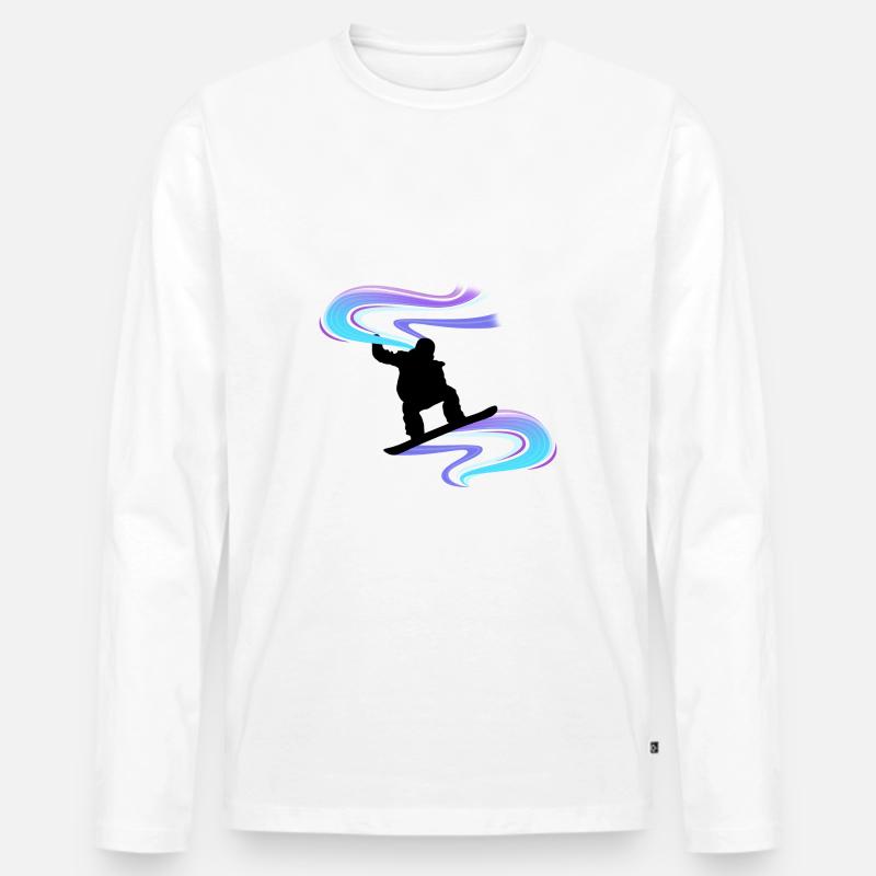 Snowboard Snowboarder Wirbel Schwarz - Männer Premium Bio Langarmshirt - Weiß