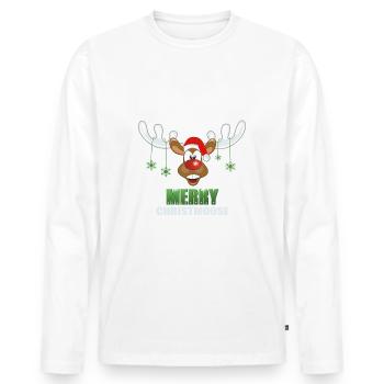 WEihnachten Rentier Elch Merry Christmoose - Männer Premium Bio Langarmshirt - Weiß - Vorne - Nico (187cm)