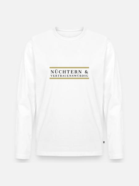 Nüchtern und vertrauenswürdig - Männer Premium Bio Langarmshirt - Weiß