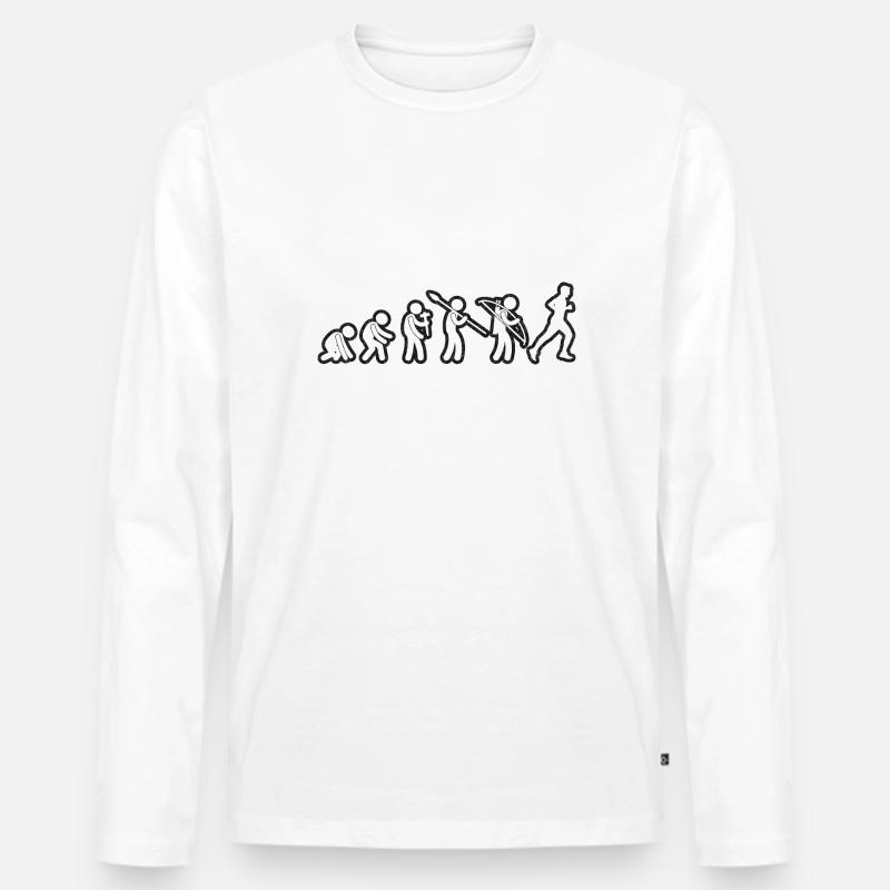 Evolution Running White Grunge - Männer Premium Bio Langarmshirt - Weiß
