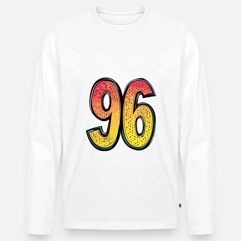 96 Zahl Comic - Männer Premium Bio Langarmshirt - Weiß