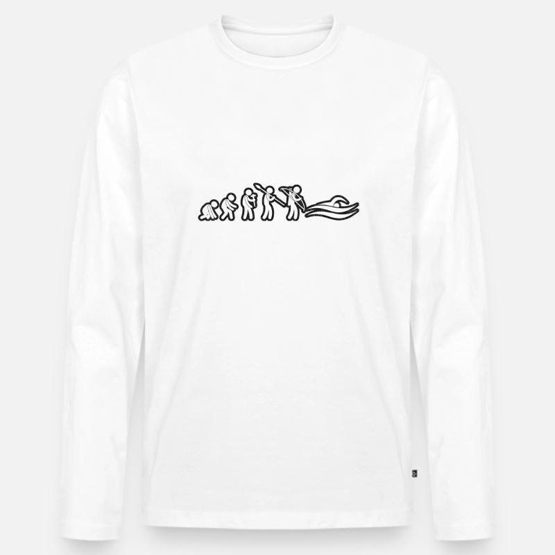 Evolution Swim White Grunge - Männer Premium Bio Langarmshirt - Weiß