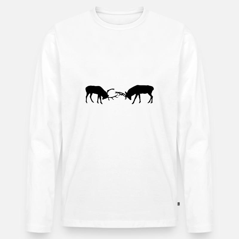 hirsch - geweih - jagd - jäger - Männer Premium Bio Langarmshirt - Weiß
