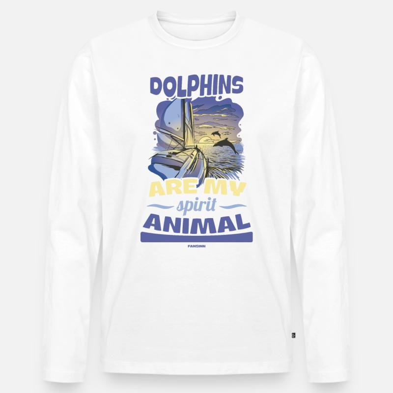 Delfin Delfinschule Säugetier Meer Delfinarium - Männer Premium Bio Langarmshirt - Weiß