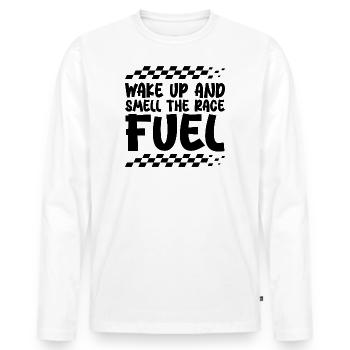 Wake Up And Smell The Race Fuel - Men's Premium Organic Long Sleeve Shirt - white - Front - Nico (187cm)